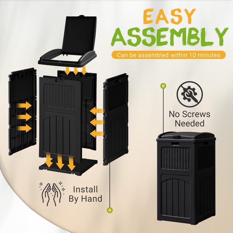 YESHOMY 2 Pack Outdoor Trash Can with Lid, Garbage Bins