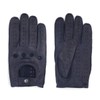 Harssidanzar Mens Leather Driving Gloves Deerskin Unlined, Navy, L