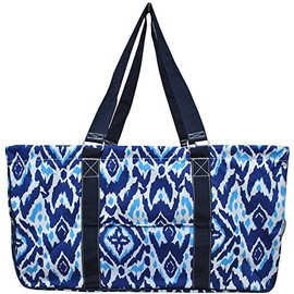 Turquoise Ikat Print NGIL Utility Tote Shopping Bag