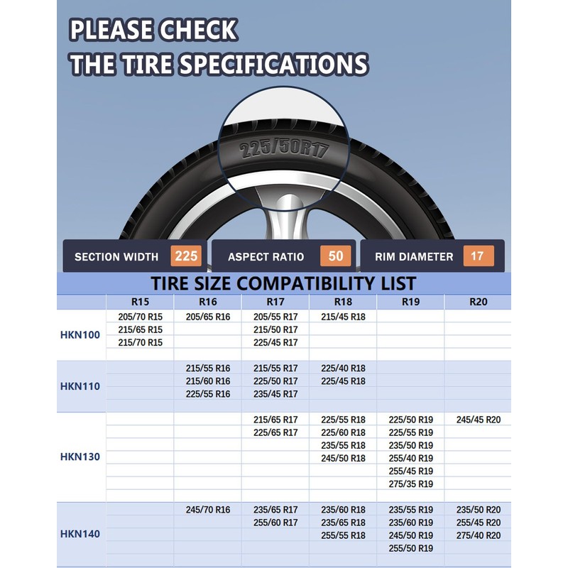 SCITOO HKN140 Snow Chains Quick Easy Installation,Tire Traction Chain For