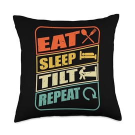 Eat Sleep Tilt Repeat retro game lover design arcade pinball Throw Pillow