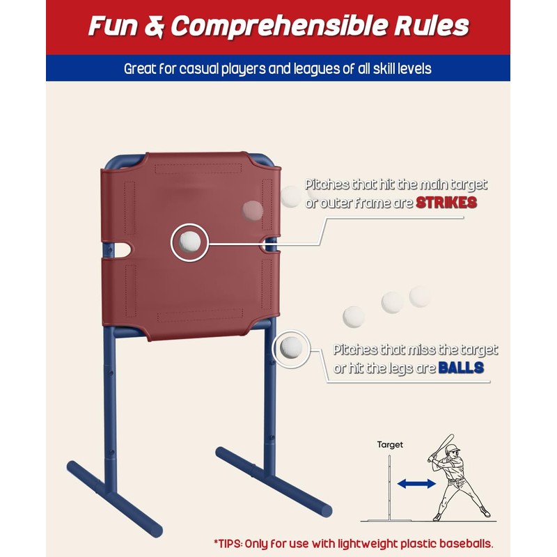 Garbuildman Baseball Strike Zone Target for Plastic Balls, Portable Metal