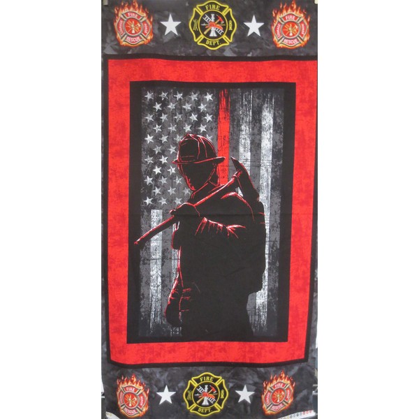 PDTXCLS Fire Fighters Red Cotton Panel 24 X 44 Inches