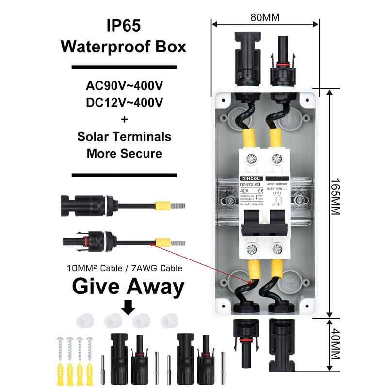 DC Isolator Switch PV System Circuit Breaker Circuit Breaker 2-Pin