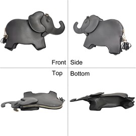 Lyuxhetaokdiq Women PU Leather Fun Weird Crossbody Shoulder Bag Wristlet Unique Novelty Elephant Purse, Grey