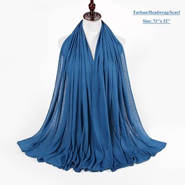 Pañuelo para la cabeza para mujer, diseño de turbante, para la playa, para fiestas, Azul oscuro, 70" x 32"