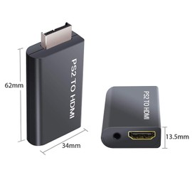RGEEK PS2 to HDMI変換アダプタ-PS2 to HDMI コンバーター PS2専用HDMI, 1M HDMIケーブル付き+1M ハイスピードUSBケーブル