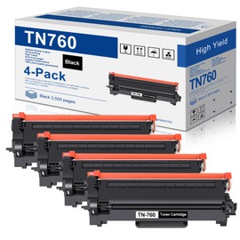 TN-760 TN760 High Yield Black Toner Cartridge Replacement for Brother TN 760 Toner Cartridge DCP-L2550DW MFC-L2710DW MFC-L2750DW HL-L2350DW HL-L2370DW HL-L2390DW Printer(4-Pack)