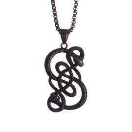 HAQUIL Loki Necklace, Black Plated Stainless Steel Loki Snake Serpent Symbol Pendant, Box Chain, Viking Jewelry Gift