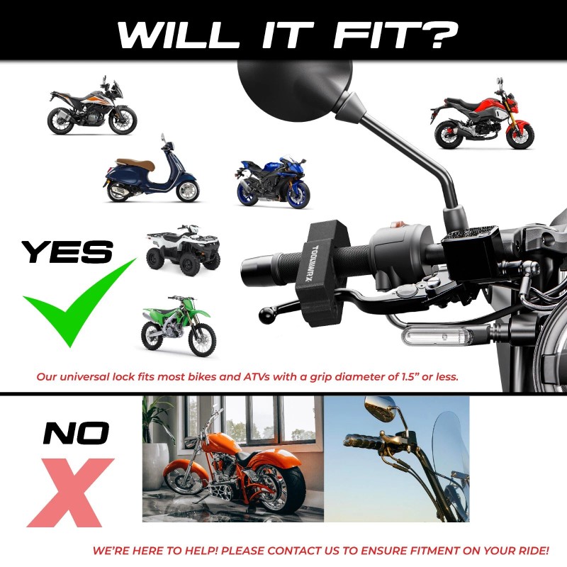 ToolWRX Motorcycle Lock Heavy Duty Anti Theft for Scooter &