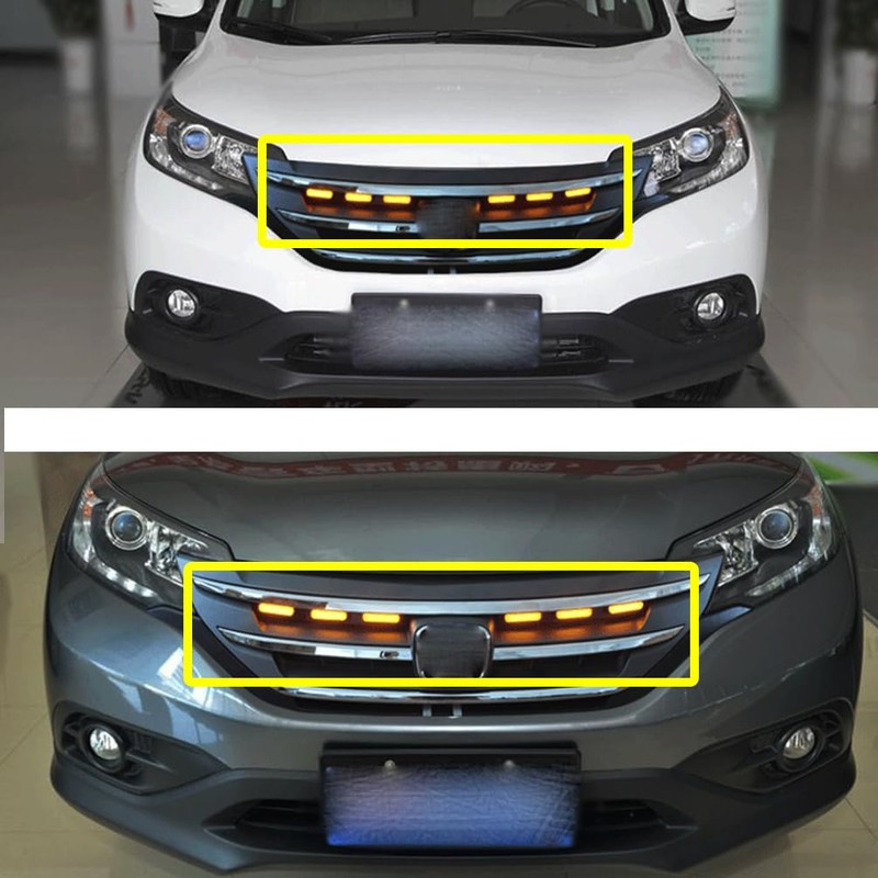 ECAHAYAKU Front Bumper LED Grille Amber Turn Signal Light Driving