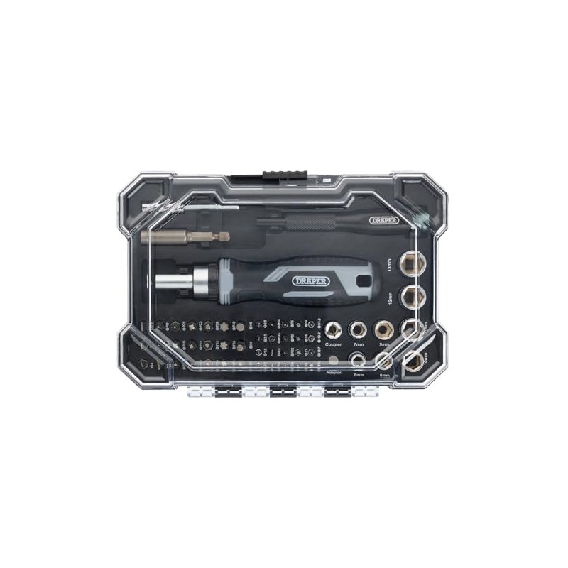 Draper 55pc Soft Grip Ratchet Screwdriver and Bit Set -