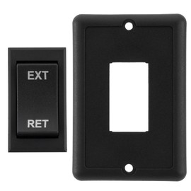RecPro RV DPDT Reverse Pole Momentary Switch | 30A 12V | On/Off/On Labeled Ext. Ret. | for Motorized Jacks, Awnings (Switch with Cover)