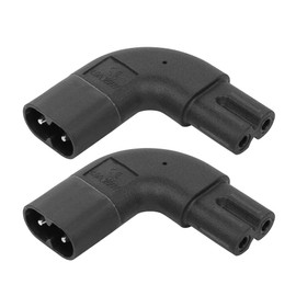 PNGKNYOCN Right Angle IEC 320 C7 to C8 Adapter 90 Degree Side Bend AC Adapter 250V 2.5A Figure 8 Male to Female Converter (2-Pack)