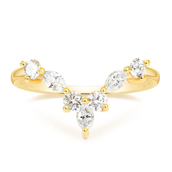 Mameloly Wedding Bands for Women Marquise & Round Shaped Gold