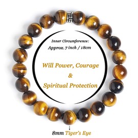 BONNY BOXX Natural Healing Gemstone Bracelet, 8mm Semi Precious Stone Bracelet for Men Women, Stress Relief Crystal Jewelry