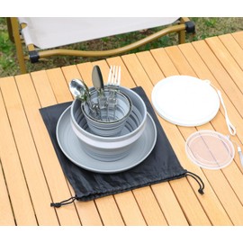 Lafuntar Camping Plate Bowl Cup Cutlery Set for 1, Folding Portable Camping Plates and Bowls Set, Camping Crockery Sets for Camping, Travel & Outdoor.
