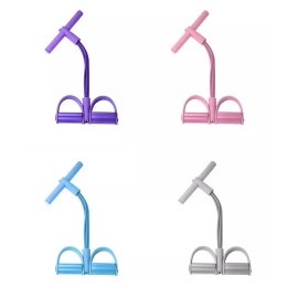 843 trading 4 Tube Puller Pedal Elastic Sit Up Pull Rope Tension Bands Rope Fitness Home Gym - Pink
