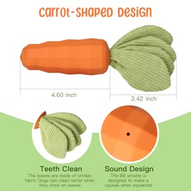ETIAL Carrot Dog Toys for Aggressive Chewers Super Chewers Tough & Durable Rubber Indestructible Big Dog Chew Toys for Medium Large Breed