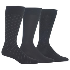 Chaps Men's Super Soft Dress Crew Socks-3 Pair Pack-Patterns and Textures, Diagonal Pinstripe Black, 6-12