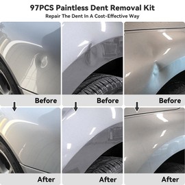 97pcs Dent Puller Kit, Paintless Dent Removal Kit for Dent Repair, Dent Repair Kit with Golden Lifter, Slide Hammer T-Bar, Bridge Puller, Car Dent Puller Kit for Auto Hail Damage Door Ding