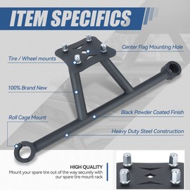 Auto Dynasty Rear Upper Roll Cage Spare Tire Carrier Mount Compatible with Polaris RZR XP 2014-2019, Steel, Black Powdercoated