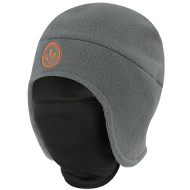 BASSDASH Soft Fleece 2-in-1 Hat with Ski Mask Ear Flap Ice Fishing Hunting Beanie for Men Women Cold Weather Winter Grey