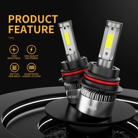 MIFMIA 9007 LED Bulbs, 40000LM 800% Brighter 6500K Cool White Backup LED Exterior Interior Lights, 9007 HB5 Bulbs Plug-N-Play IP68 Waterproof, Pack of 2, License Plate Lights