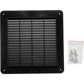Vent Systems 10"x10" Inch - Air Vent Cover - Black - Air Vent Louver - Grill Cover - Built-in Insect Screen - Straight Back, without Flange - HVAC Vents for Bathroom, Home Office, Kitchen