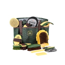 Furrishine 11PCS Horse Grooming Kit Curry Comb Sweat Scraper Horse Bathing Supplies Grooming Tools with Storage Bag Pasture Glow