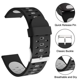 ISABAKE Watch Band for Garmin Vivoactive 3/3 Music/Forerunner 245/245 Music/645/645 Music/Venu Sq/Vivomove HR,20mm Soft Silicone Replacement Strap for Garmin Smart Watch Accessories (Black/Grey)
