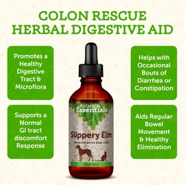 Animal Essentials Slippery Elm - Herbal Extract for Dogs and Cats, Promotes Healthy Digestion, Bowel Function, Certified Organic Herbs, All Natural, Respiratory Health, Liquid Formula - 2 Fl Oz