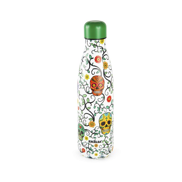 Excelsa Calavera Insulated Flask 0.5 L Steel White with Decoration