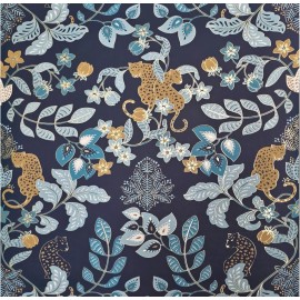 Brewster Home Fashions Navy blue ginger gold metallic Jungle Tropical leaves leopard cheetah Wallpaper - sample 8.5 inches x 11 inches
