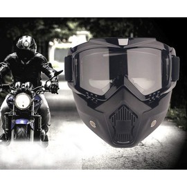YIQI Motorcycle Mask Removable, Motorcycle Protective Goggles Dust Protection Goggles with Removable Face Mask, Windproof for Outdoor Bicycle Dirt Bike Motocross Off-Road Goggle (Grey Lenses)