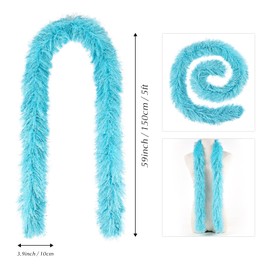 FeelfunFeather 5pcs Feather Boa - Blue 5 Ft Artificial Fluffy Boas Bulk for Wedding Birthday Tea Party Christmas Costume Decor