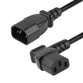 CERRXIAN 40cm Left Angle IEC 320 C13 to C14 Power Cable, 90 Degree C14 Male to C13 Female PDU Power Supply Extension Cord for Monitors,Computers,Etc(Lc13-c14)