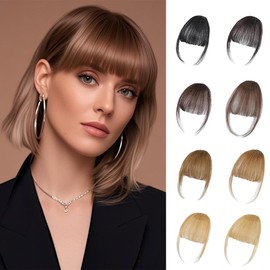 Clip-in Fringe, Wispy Pony with Temple Hair Pieces, Bangs Hair Extensions, Hairpiece Clip, Pony Extension for Everyday Women (Airy Pony Golden Sand)