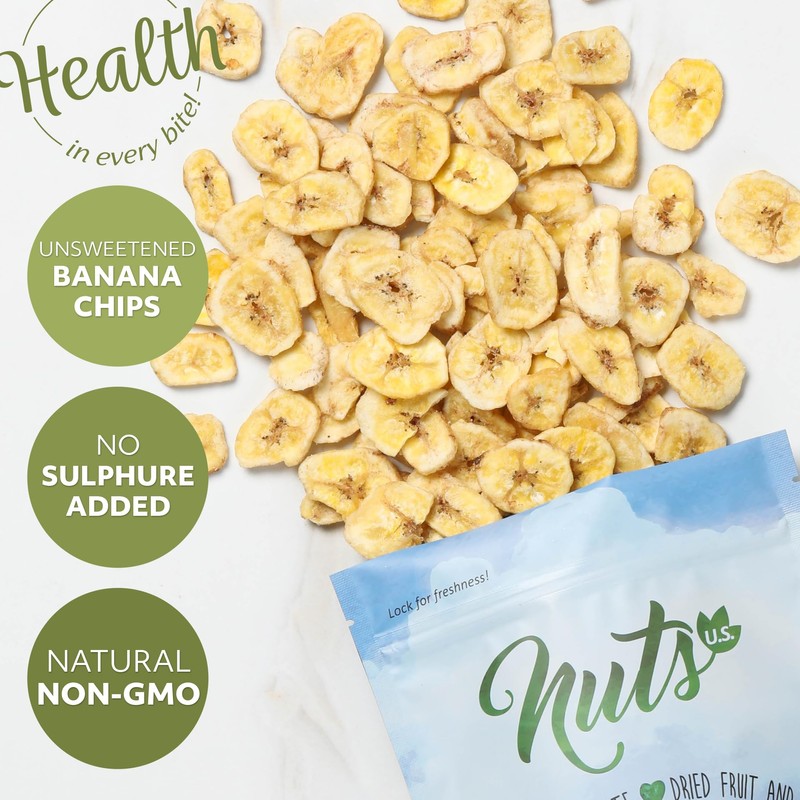 NUTS U.S. - Unsweetened Banana Chips | No Sulphure, Added
