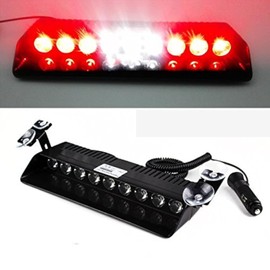 Anzene 9 LED 9W 12V Windshield Warning Light Dashboard Interior Car Truck Emergency Strobe Flash Light (Red/White/Red)