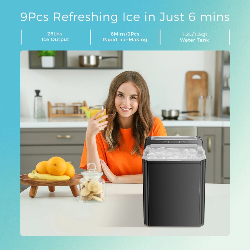 NEWBULIG Portable Countertop Ice Machine,Self-C - White