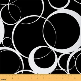 Feelyou Geometric Fabric by The Yard, Geometry Circle Pattern Upholstery Fabric for Chairs Sofa Couch, Modern Abstract Art Traditional Exotic Style Outdoor Fabric Waterproof, 1 Yard, Black White