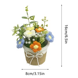 YUNBIAOSEN Knitting Crochet Puff Flowers Potted Plants, Mini Cute Home Desktop Decorations and Gifts for Friends, Classmates, Teacher - Christmas, Birthday Gift for Women, Men (Puff Potted)