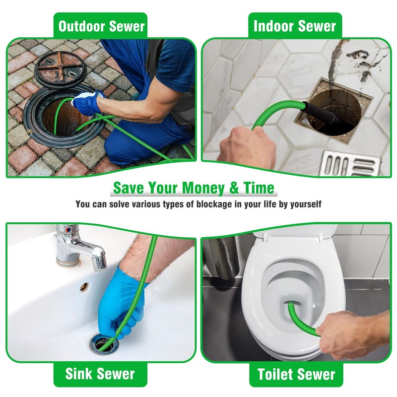 Sewer Jetter Kit for Pressure Washer 200 FT，Drain Cleaner Hose