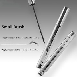 Black Mascara with Small Brush for Lower/Fine Lashes, Thicker, No Flaking, Smudge-Proof and Waterproof, Natural
