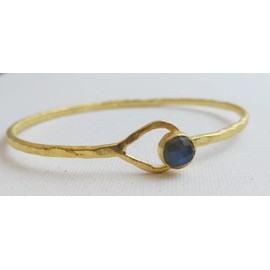 Labradorit Sterling Silber Armband - Natürlicher Edelstein - Geburtstagsgeschenk - Weihnachtsgeschenk - Handgefertigte Geschenkideen für Frauen (Silber vergoldet)