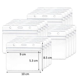 20 Pcs Clear Plastic Waterproof ID Badge Holder Badge Holder Horizontal Badge Holder