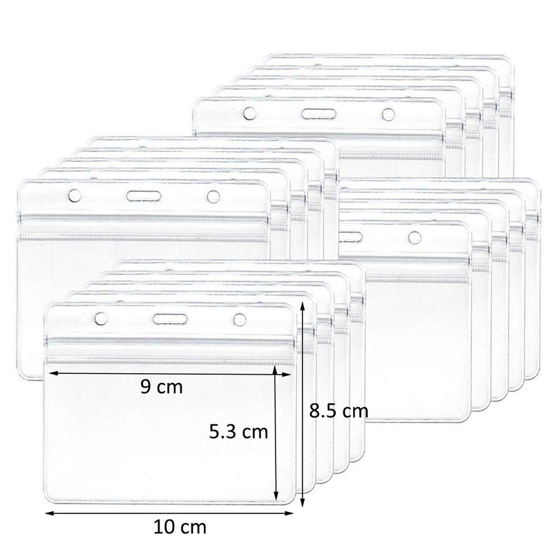 20 Pcs Clear Plastic Waterproof ID Badge Holder Badge Holder