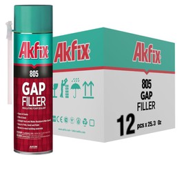 Akfix Akfix 805 Gap Filler Expanding Foam Sealant (12x25.3 Oz)- Gaps and Cracks Spray Foam Insulation Can, Waterproof Sealant with Straw, Polyurethane Expanding Foam for Window and Door | 25.3 Oz. 12 Pack