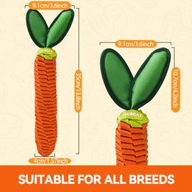 AUSCAT 2PCS Carrot Dog Rope Toy, Durable Braided Teething Toys, Tug of War Toy with Squeaker for Small Medium Large Dogs